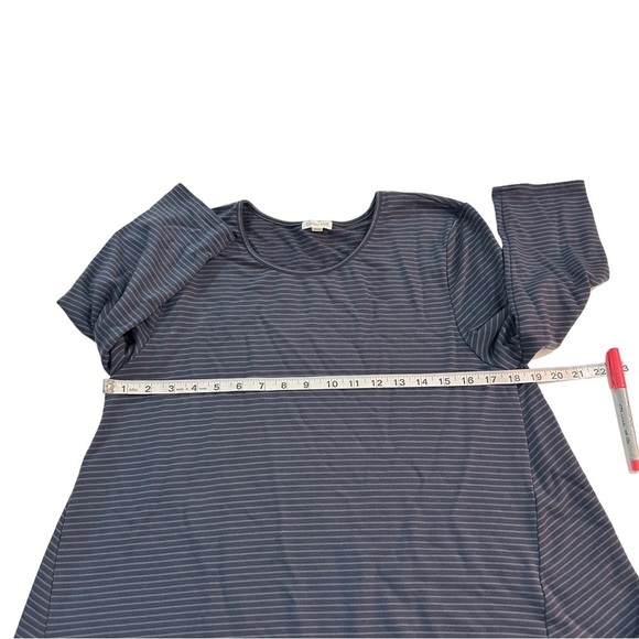 Garnet Hill Navy Blue & Periwinkle Striped Short Sleeve T-Shirt Mini Dress Sz L - Picture 7 of 13